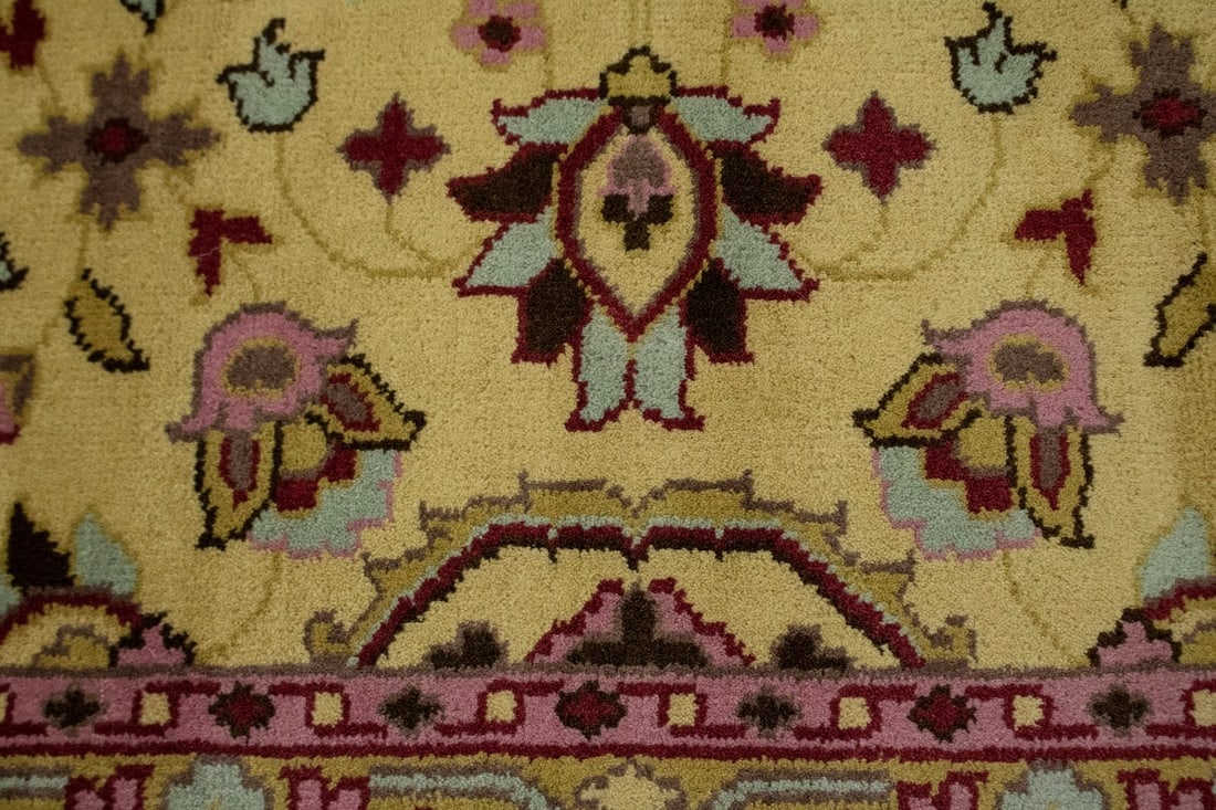 Buff Beige Floral 5'5X7'6 Oushak Chobi Oriental Rug - 7