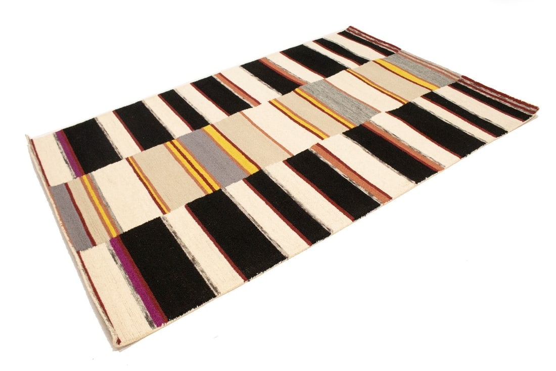 Multicolored Stripes 5X8 Hand-Tufted Modern Rug - 5