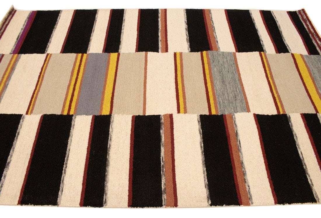 Multicolored Stripes 5X8 Hand-Tufted Modern Rug - 7