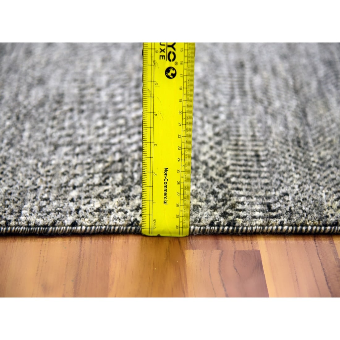 Gray, Modern Grass Design, Natural Undyed Wool, Hand Knotted, Rug - 6