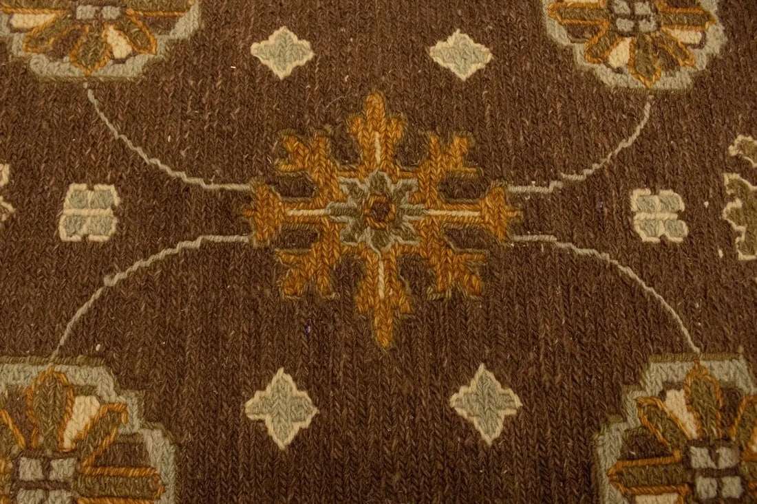 Dark Brown Floral 4X6 Sumak Oriental Rug - 7