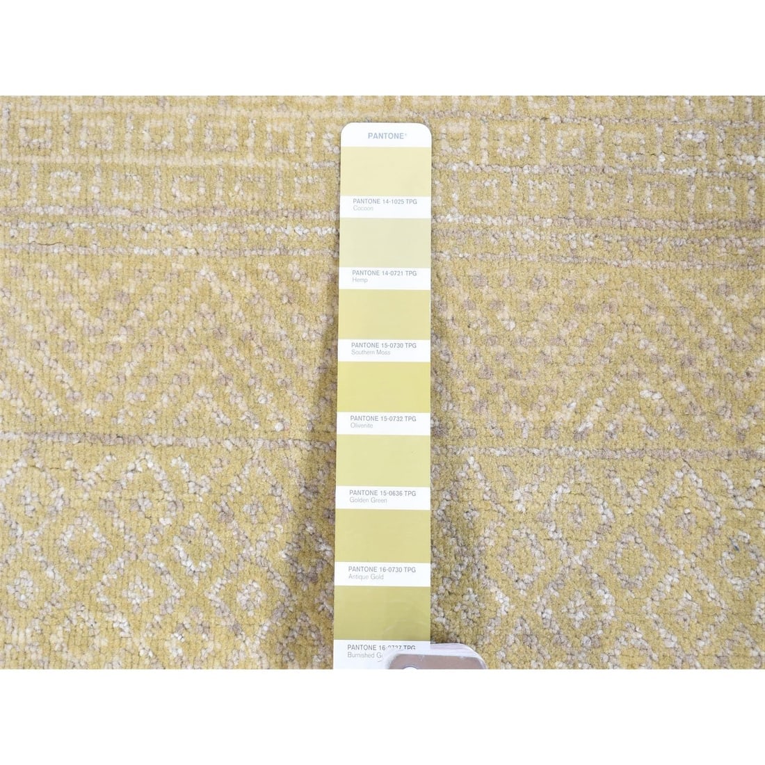 Lime Green, Wool and Silk Modern Grass Design Gabbeh, Hand Knotted Rug - 3