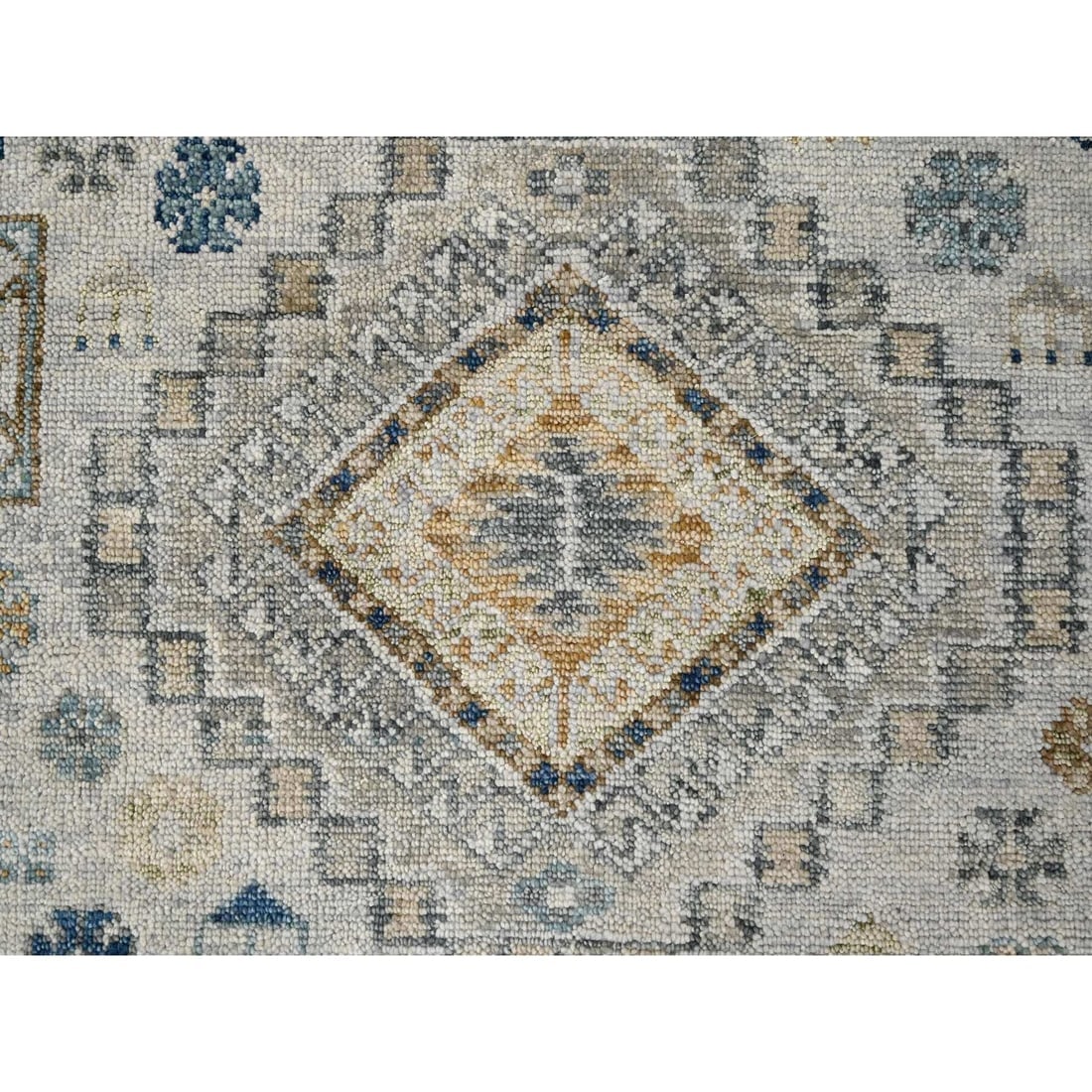 Lexicon White Hand Knotted Kazak Design Pure Wool Oriental Rug - 8