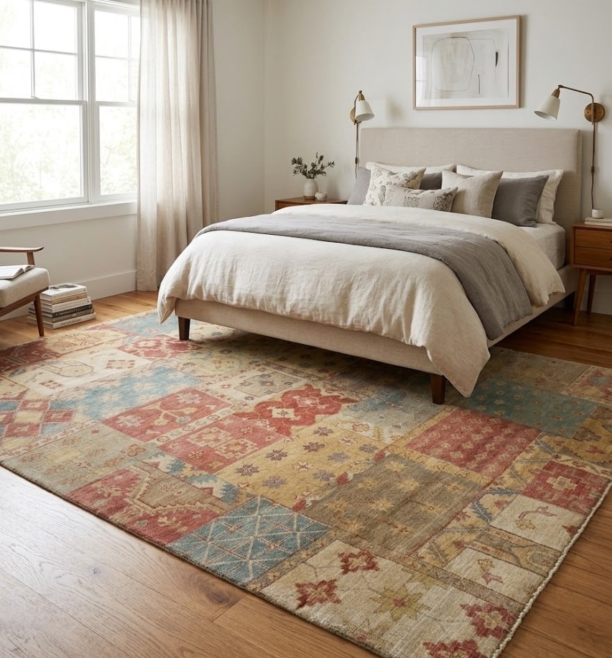 Multicolored Geometric 8X10 Patchwork Oriental Rug - 2