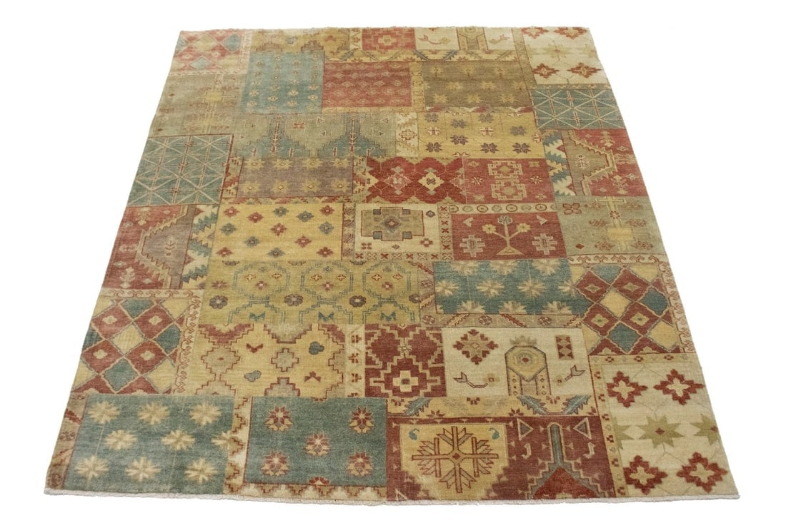 Multicolored Geometric 8X10 Patchwork Oriental Rug - 3
