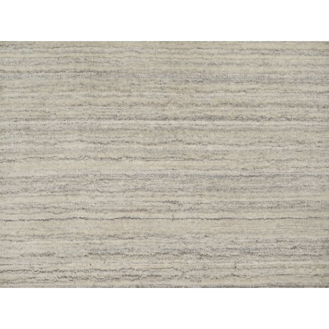 Lace White Plain Modern Design Undyed Pure Wool Hand Loomed Runner Rug - 5