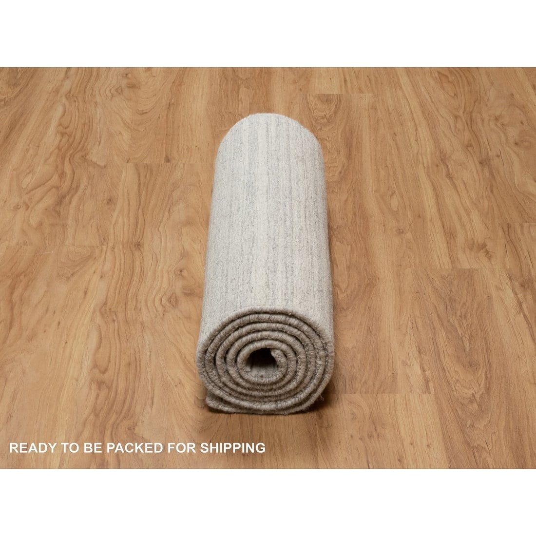 Lace White Plain Modern Design Undyed Pure Wool Hand Loomed Runner Rug - 6