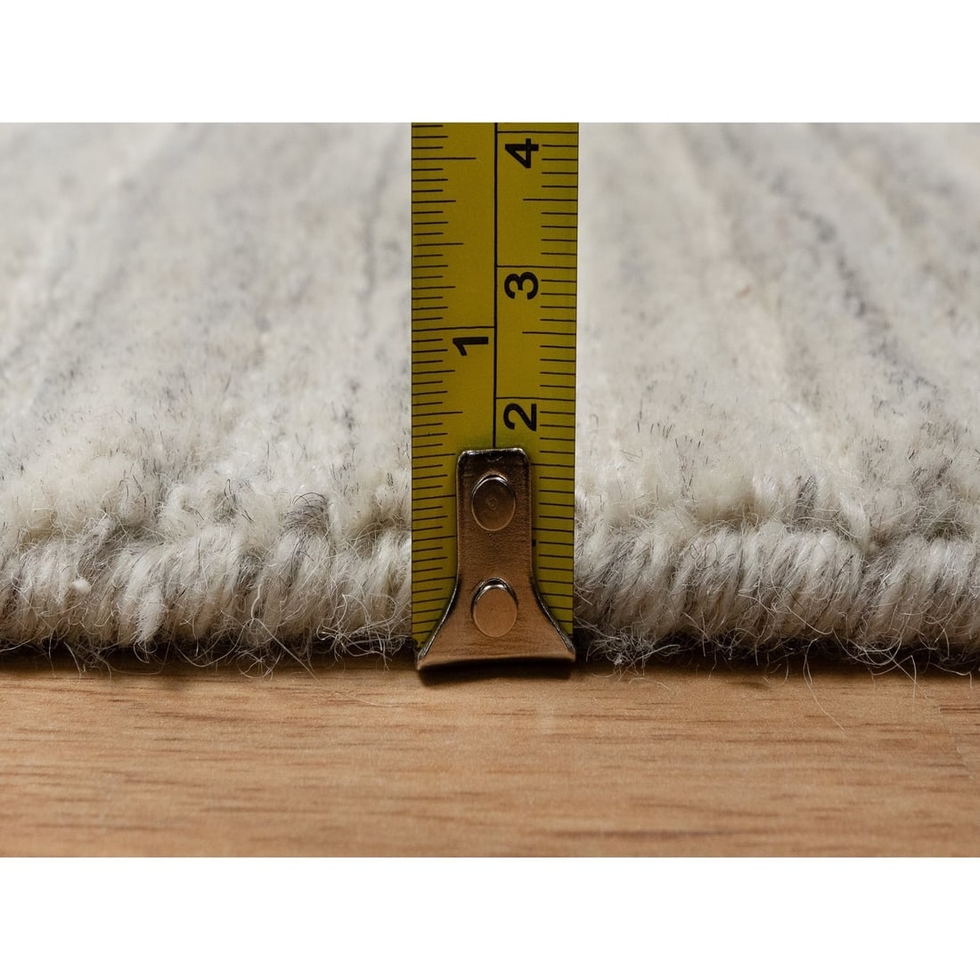Lace White Plain Modern Design Undyed Pure Wool Hand Loomed Runner Rug - 7