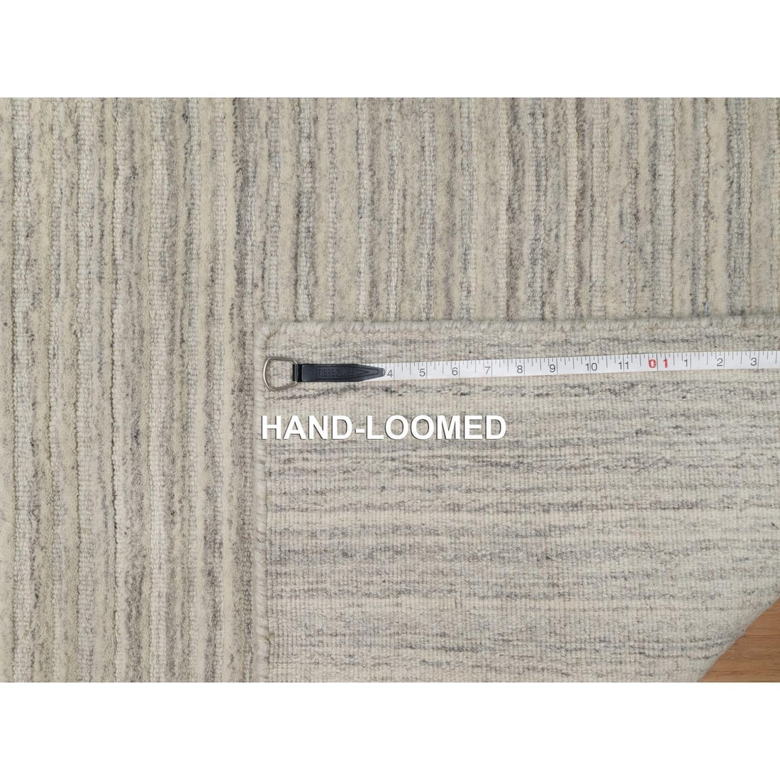 Lace White Plain Modern Design Undyed Pure Wool Hand Loomed Runner Rug - 8