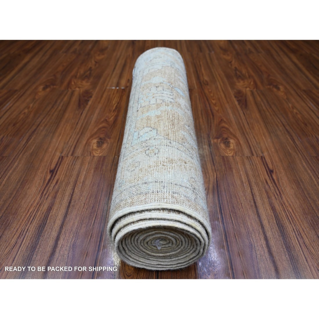 Tan Color, Soft Wool Hand Knotted, Afghan Angora Oushak Oriental Rug - 4