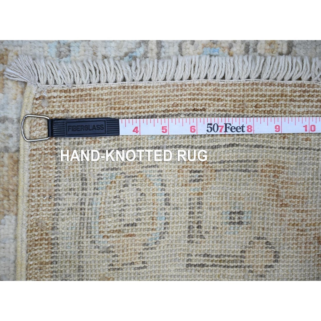 Tan Color, Soft Wool Hand Knotted, Afghan Angora Oushak Oriental Rug - 6
