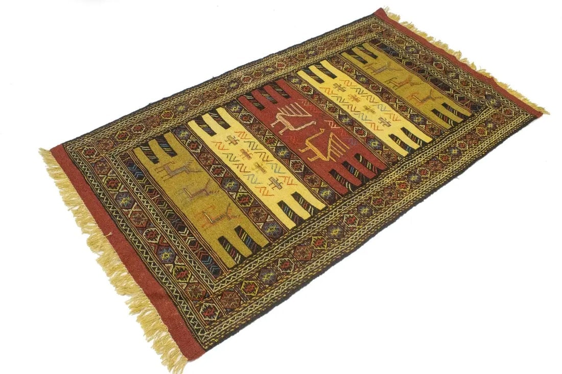 Beige Tribal 3X6 Sumak Herati Persian Rug - 4