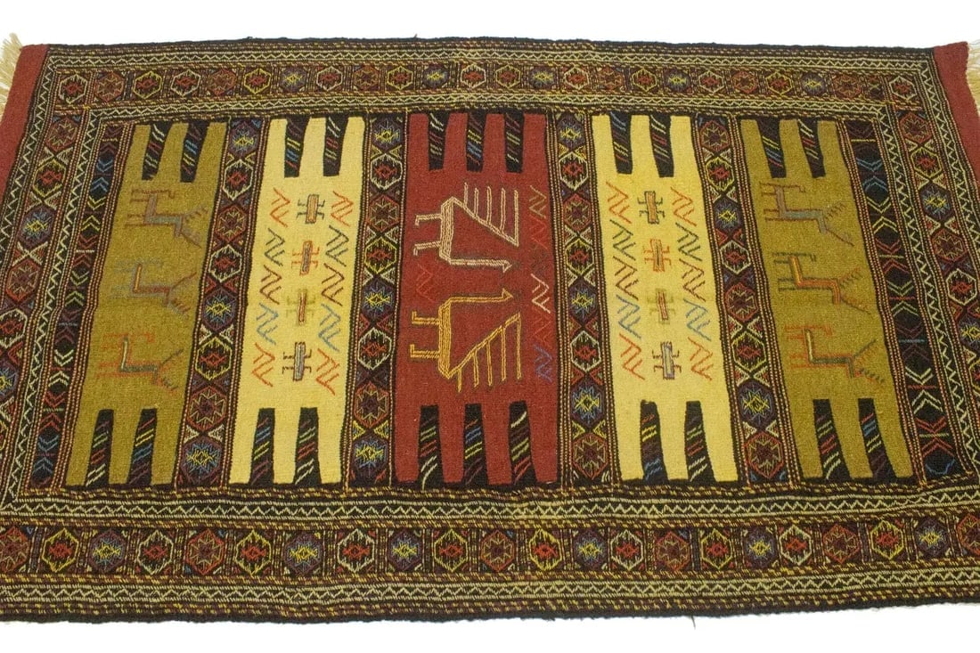 Beige Tribal 3X6 Sumak Herati Persian Rug - 7