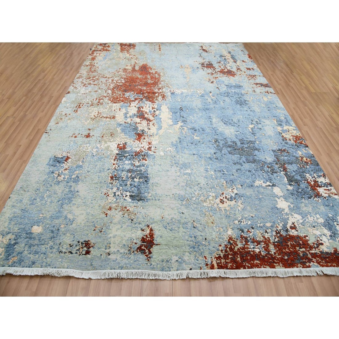 Thundercloud Gray Wool Abstract Design Hand Knotted Oriental Rug - 2