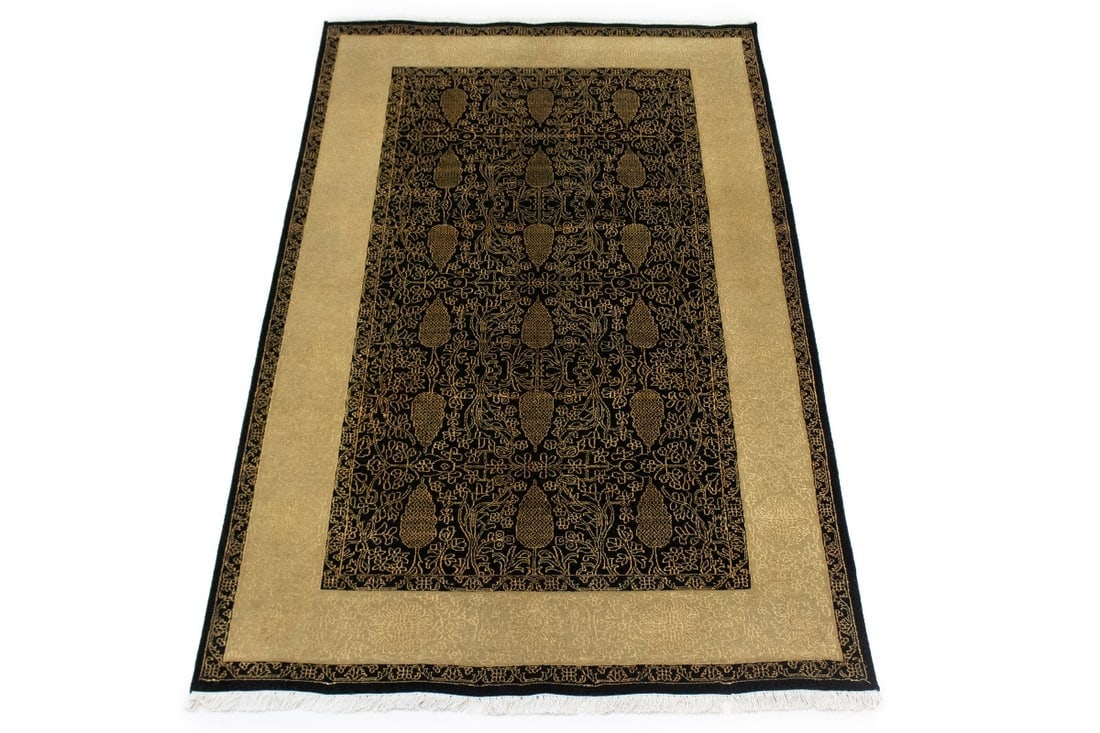 Black Floral 5X8 Modern Oriental Rug - 3