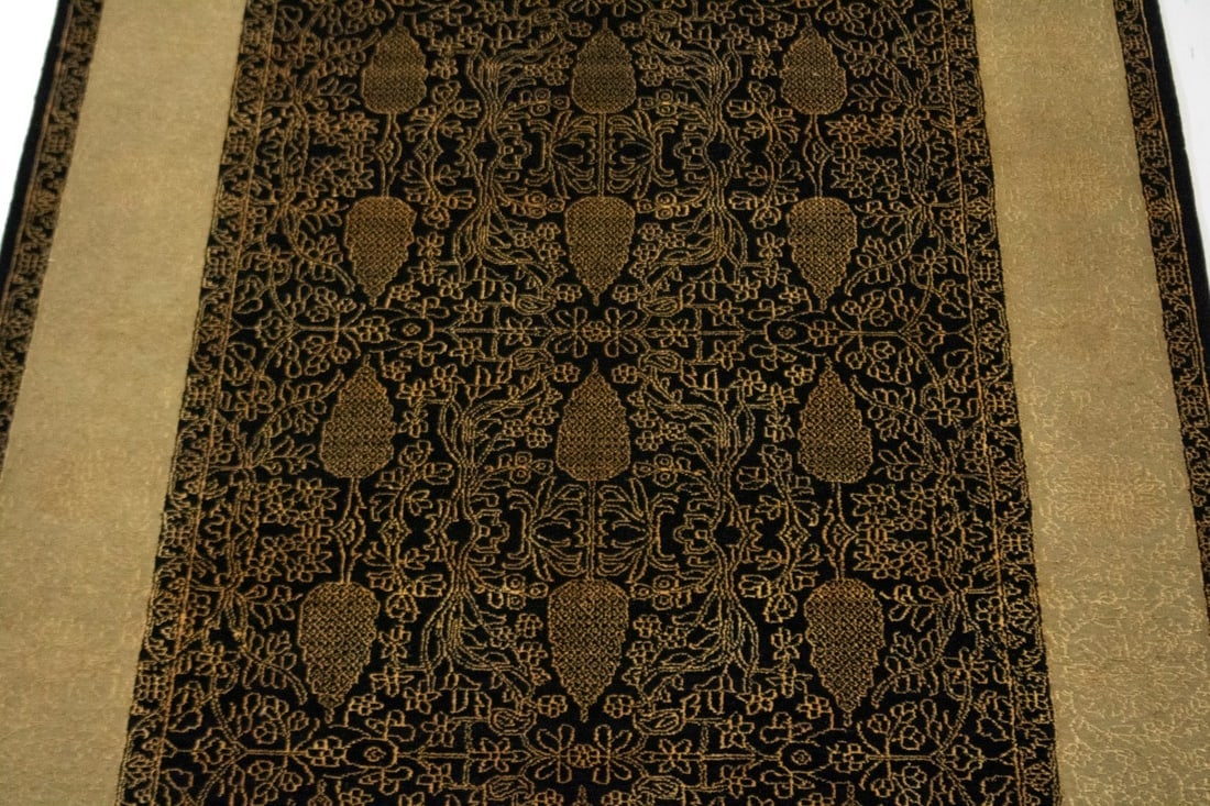 Black Floral 5X8 Modern Oriental Rug - 4