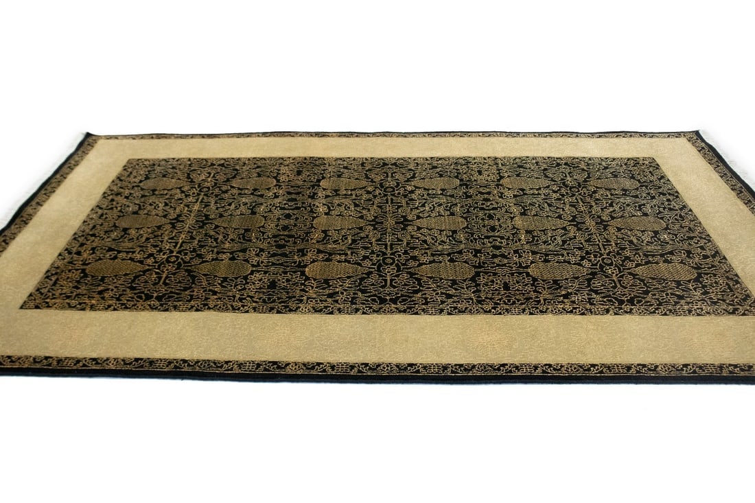 Black Floral 5X8 Modern Oriental Rug - 6