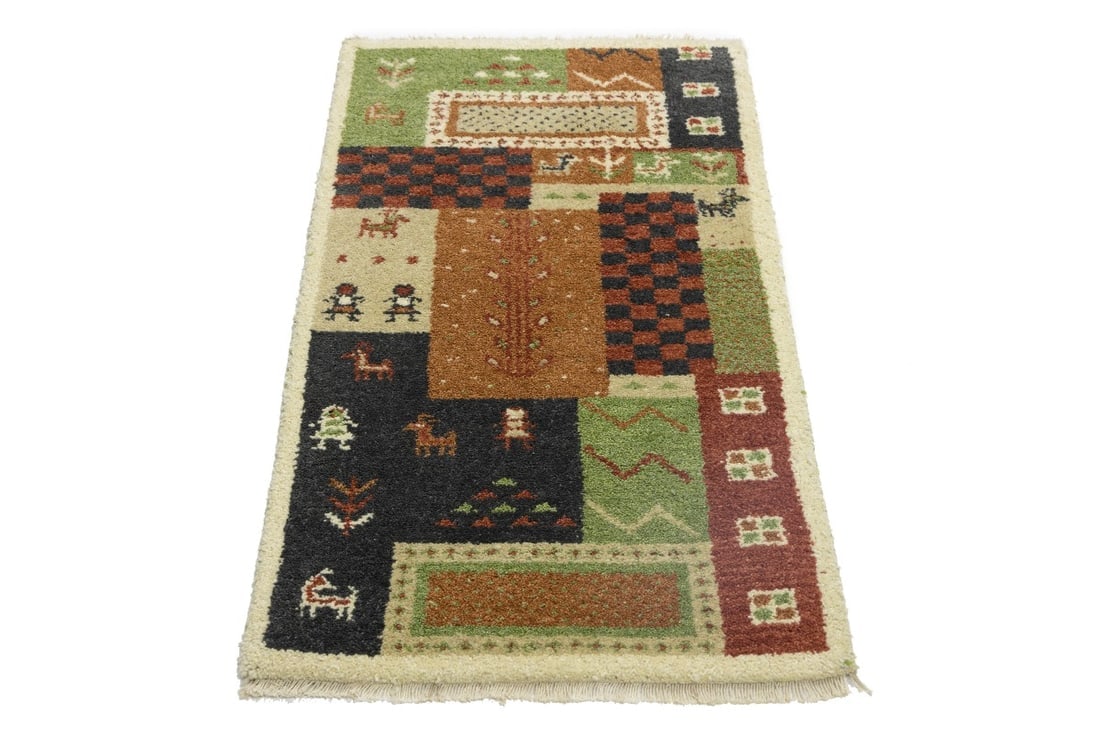 Multicolored Tribal 2X4 Indo-Gabbeh Oriental Rug - 3