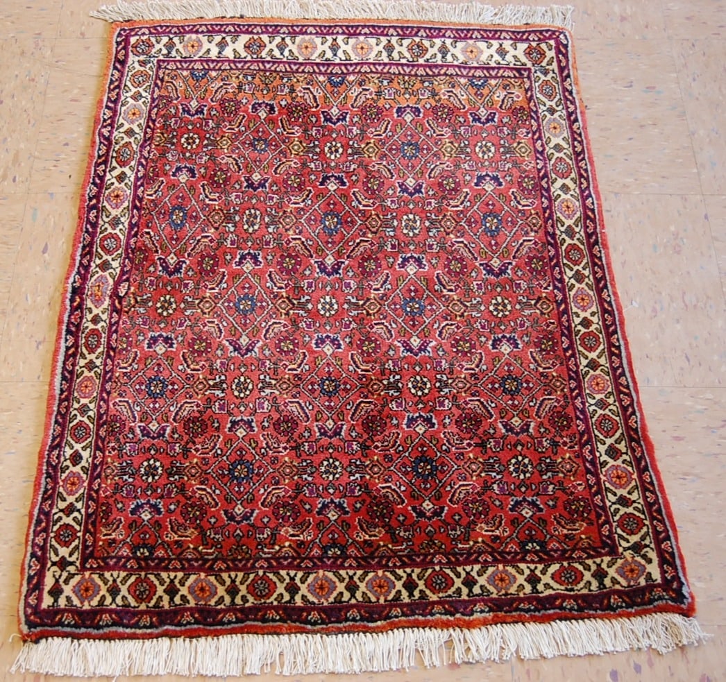 Persian BIJAR RUG 2'4" x 3'2": Title: Persian BIJAR RUG 2'4" x 3'2" Descritpion: OLD,ANTIQUE Persian HIGHLY DETAILED HIGH KPSI_KORK WOOL AUTHENTIC HAND KNOTTED Persian BIJAR RUG CLASSIC VILLAGE WOVEN.........................Kork wo