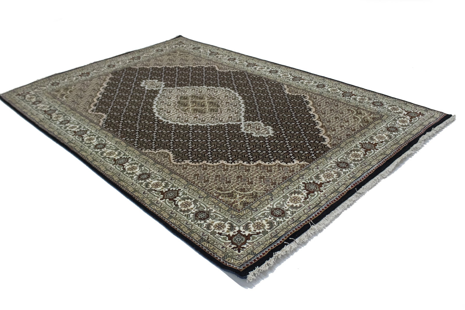 Black Floral 6X8 Tabriz Fish Mahi Oriental Rug - 11