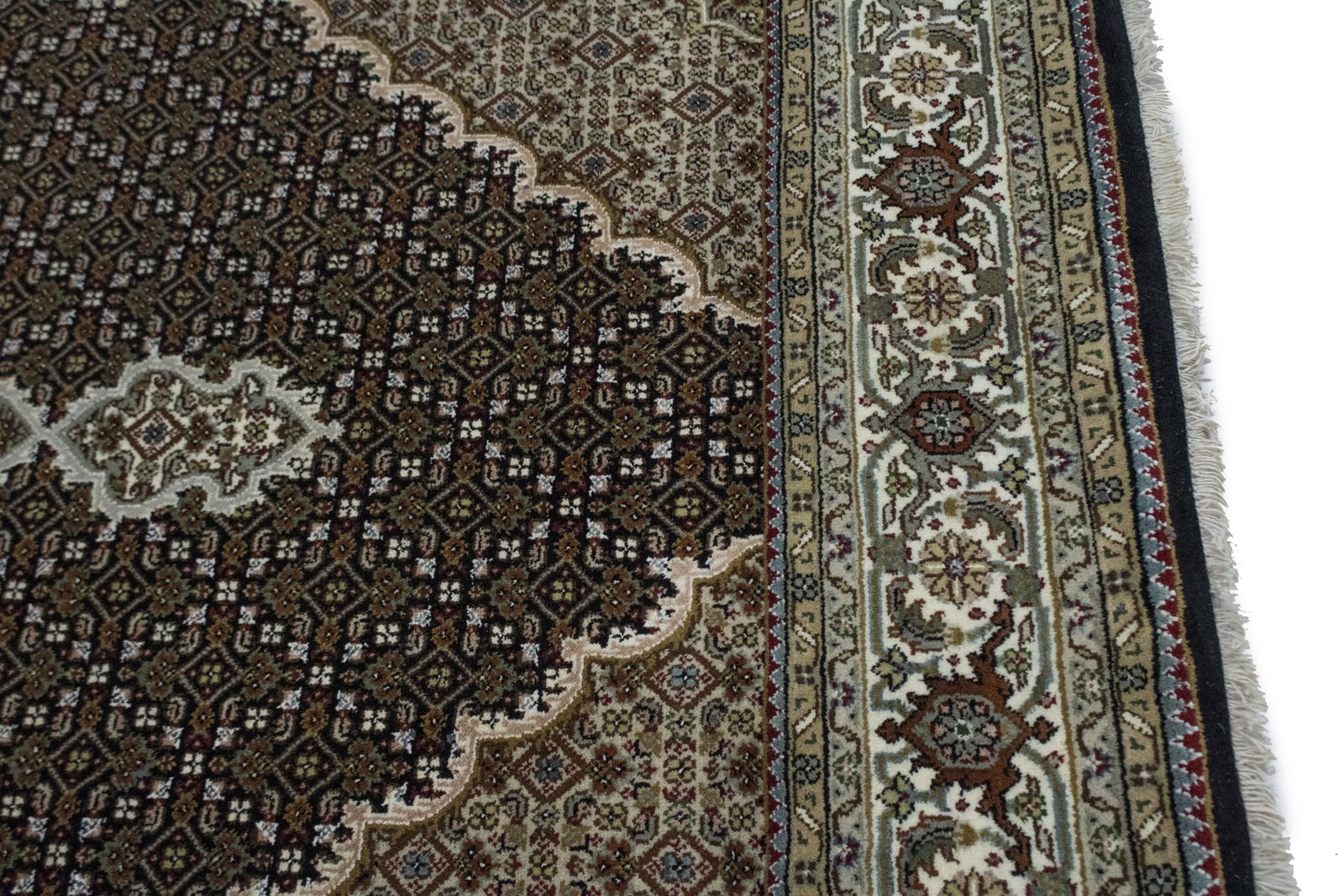 Black Floral 6X8 Tabriz Fish Mahi Oriental Rug - 13