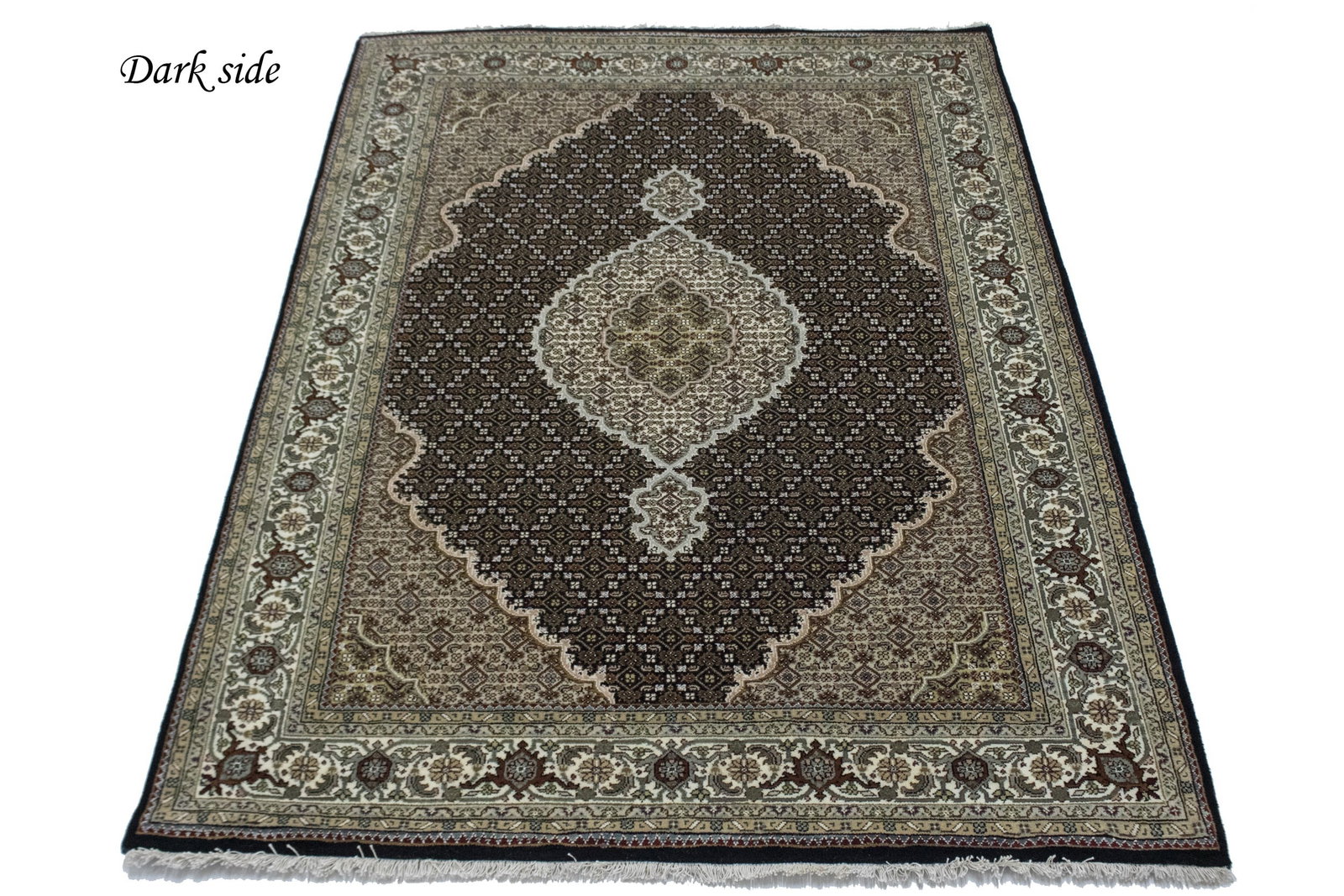 Black Floral 6X8 Tabriz Fish Mahi Oriental Rug - 14