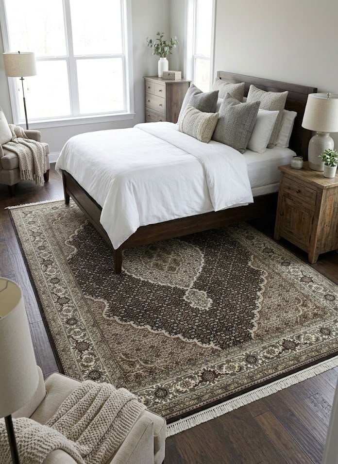 Black Floral 6X8 Tabriz Fish Mahi Oriental Rug - 2