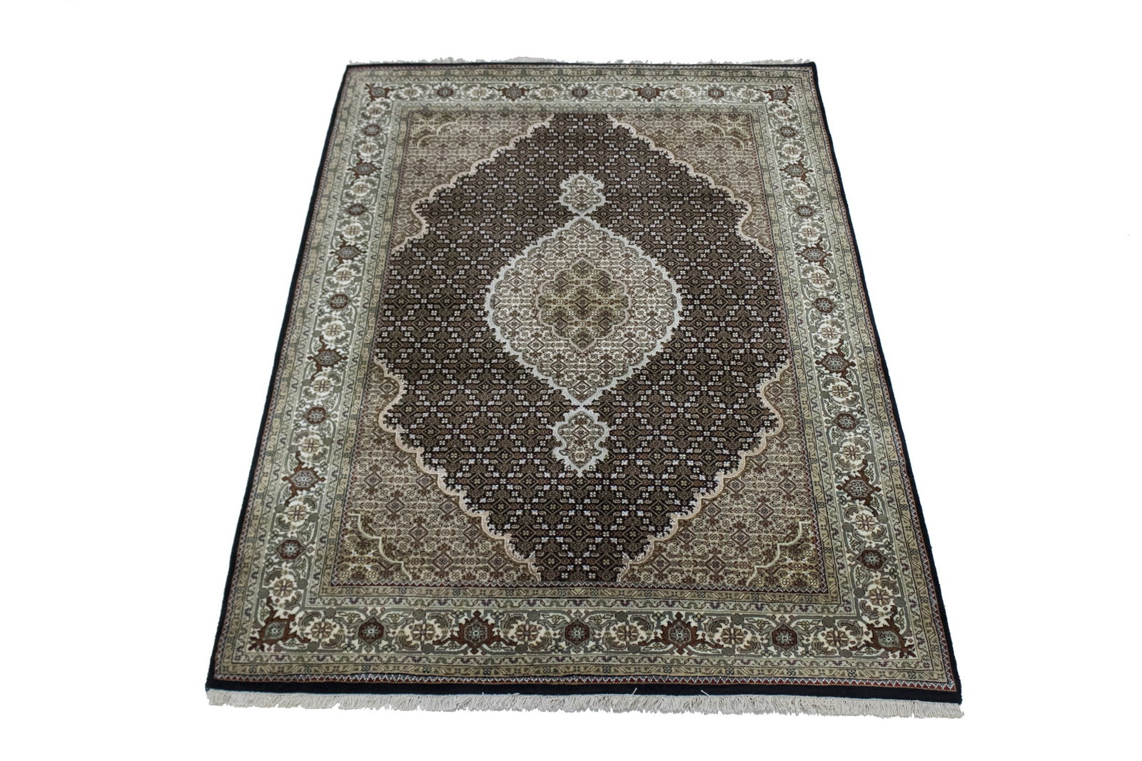 Black Floral 6X8 Tabriz Fish Mahi Oriental Rug - 3