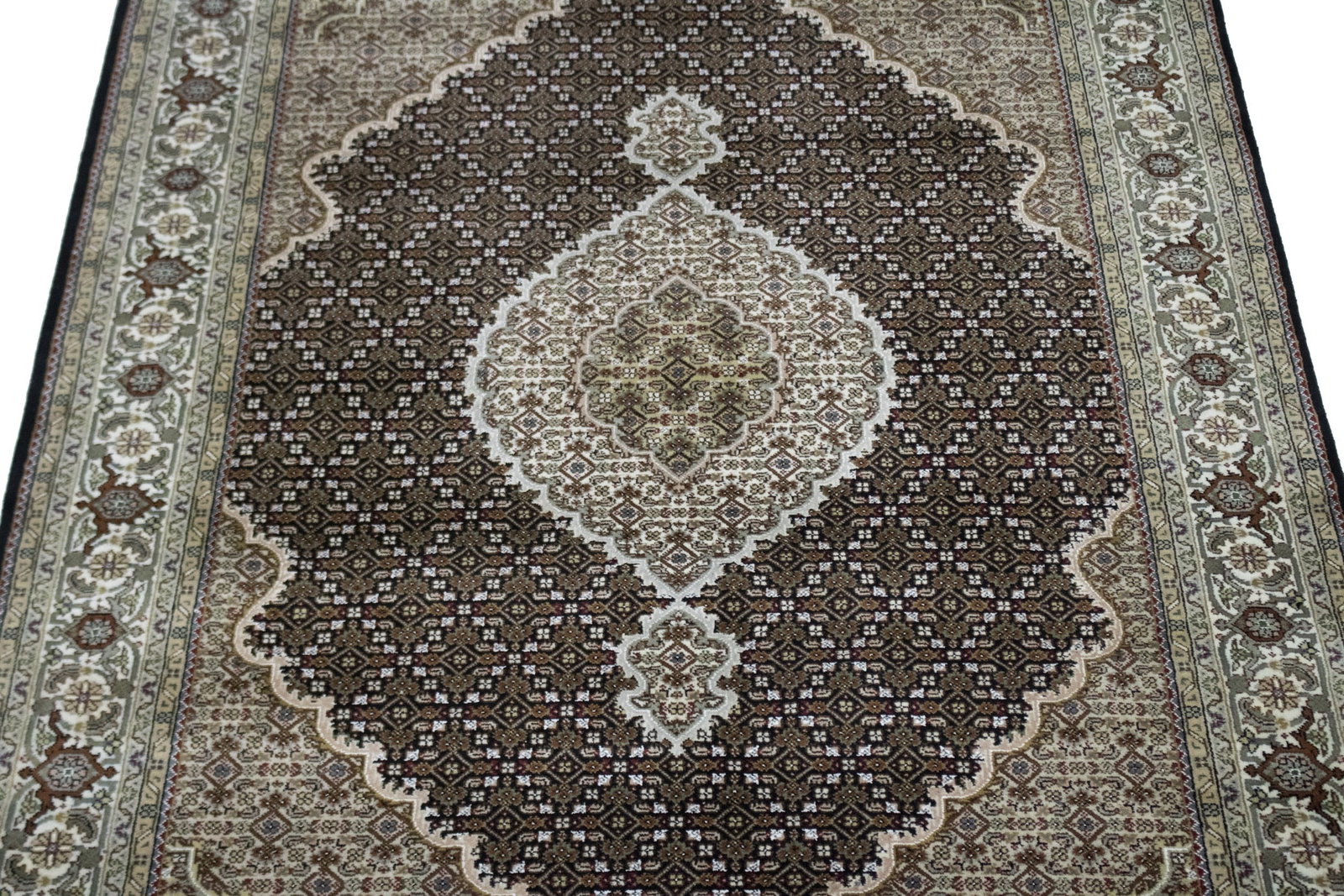 Black Floral 6X8 Tabriz Fish Mahi Oriental Rug - 4