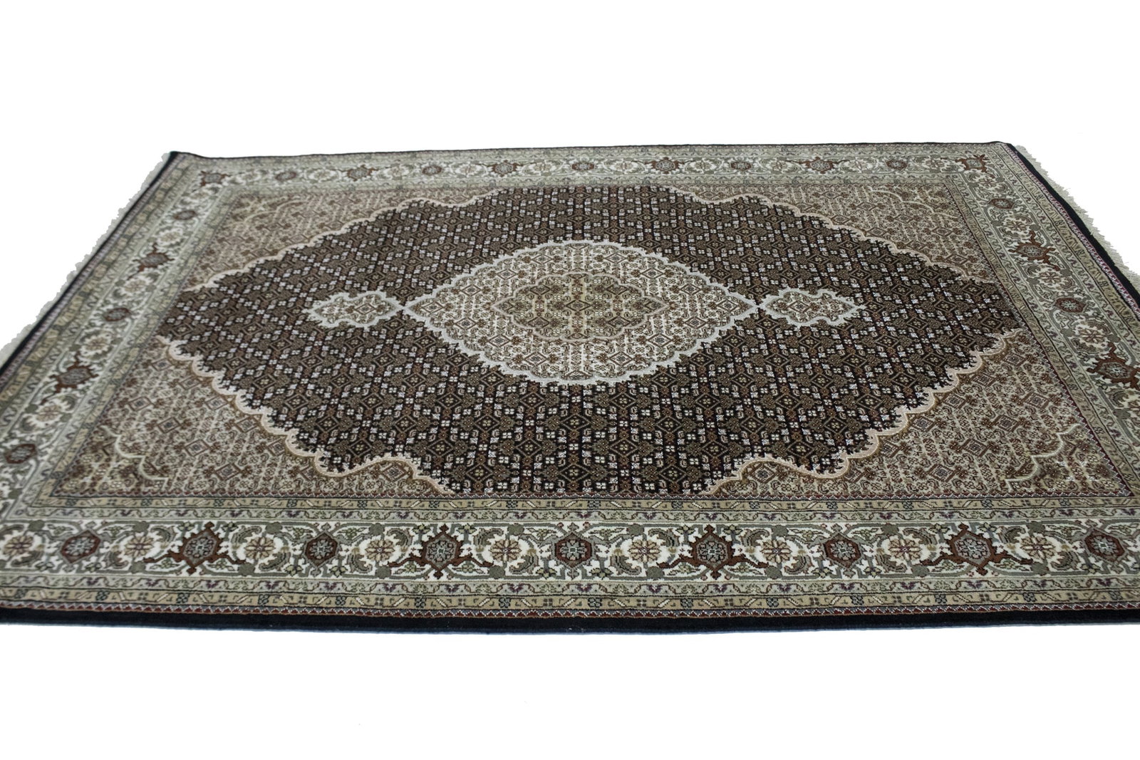Black Floral 6X8 Tabriz Fish Mahi Oriental Rug - 5