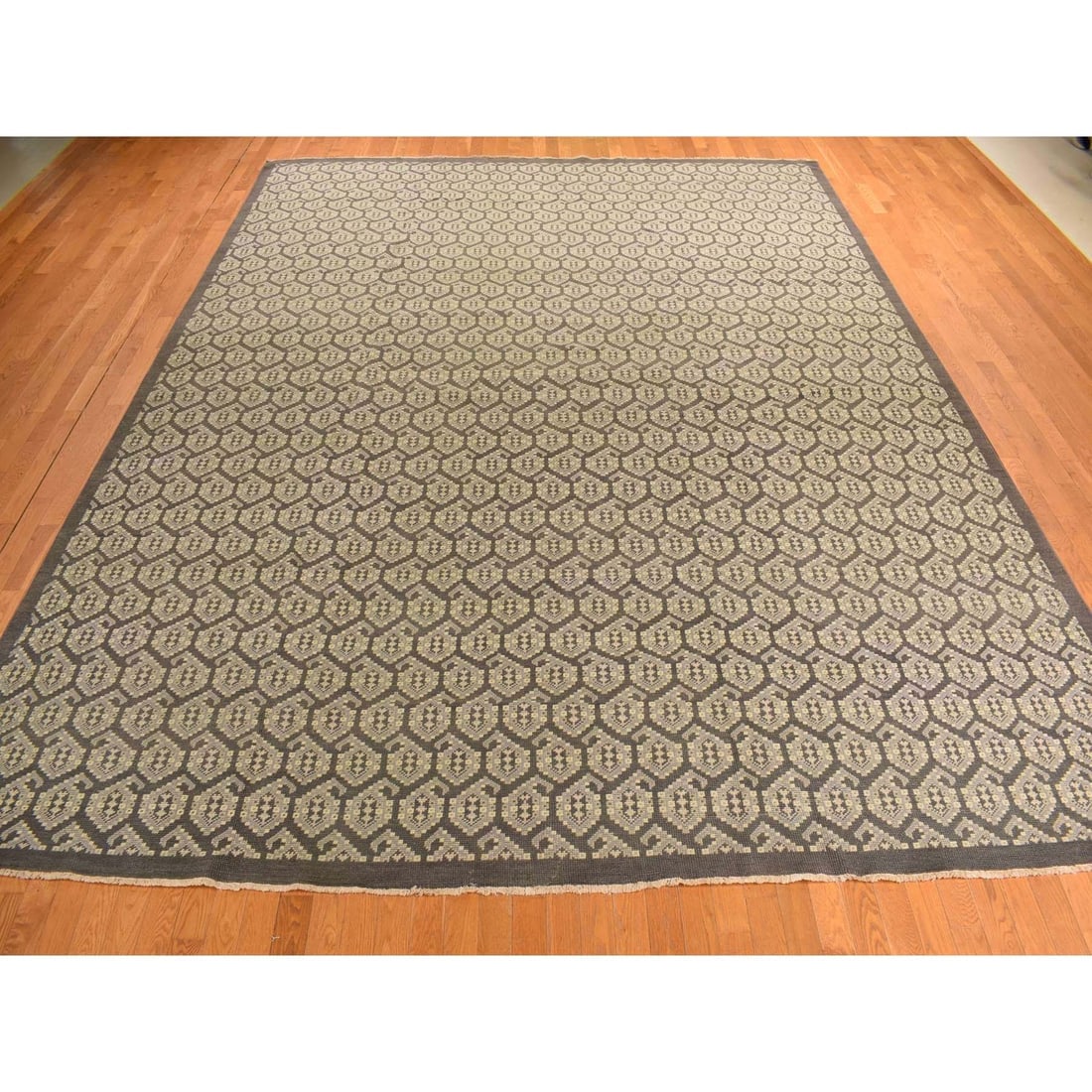 Carbon Gray, Turkish Knot Oushak, Pure Wool Hand Knotted Oversized Rug - 2