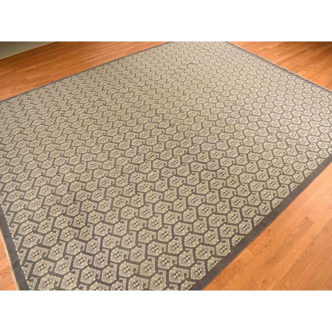 Carbon Gray, Turkish Knot Oushak, Pure Wool Hand Knotted Oversized Rug - 3