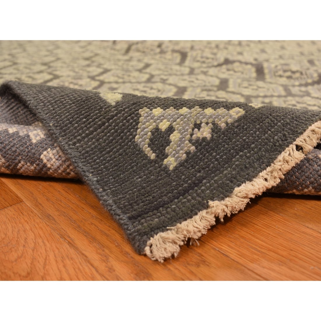 Carbon Gray, Turkish Knot Oushak, Pure Wool Hand Knotted Oversized Rug - 5