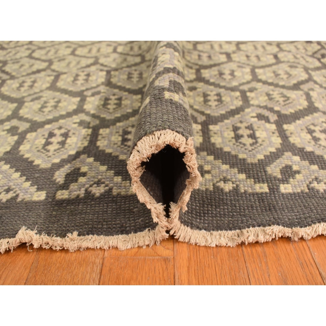 Carbon Gray, Turkish Knot Oushak, Pure Wool Hand Knotted Oversized Rug - 6