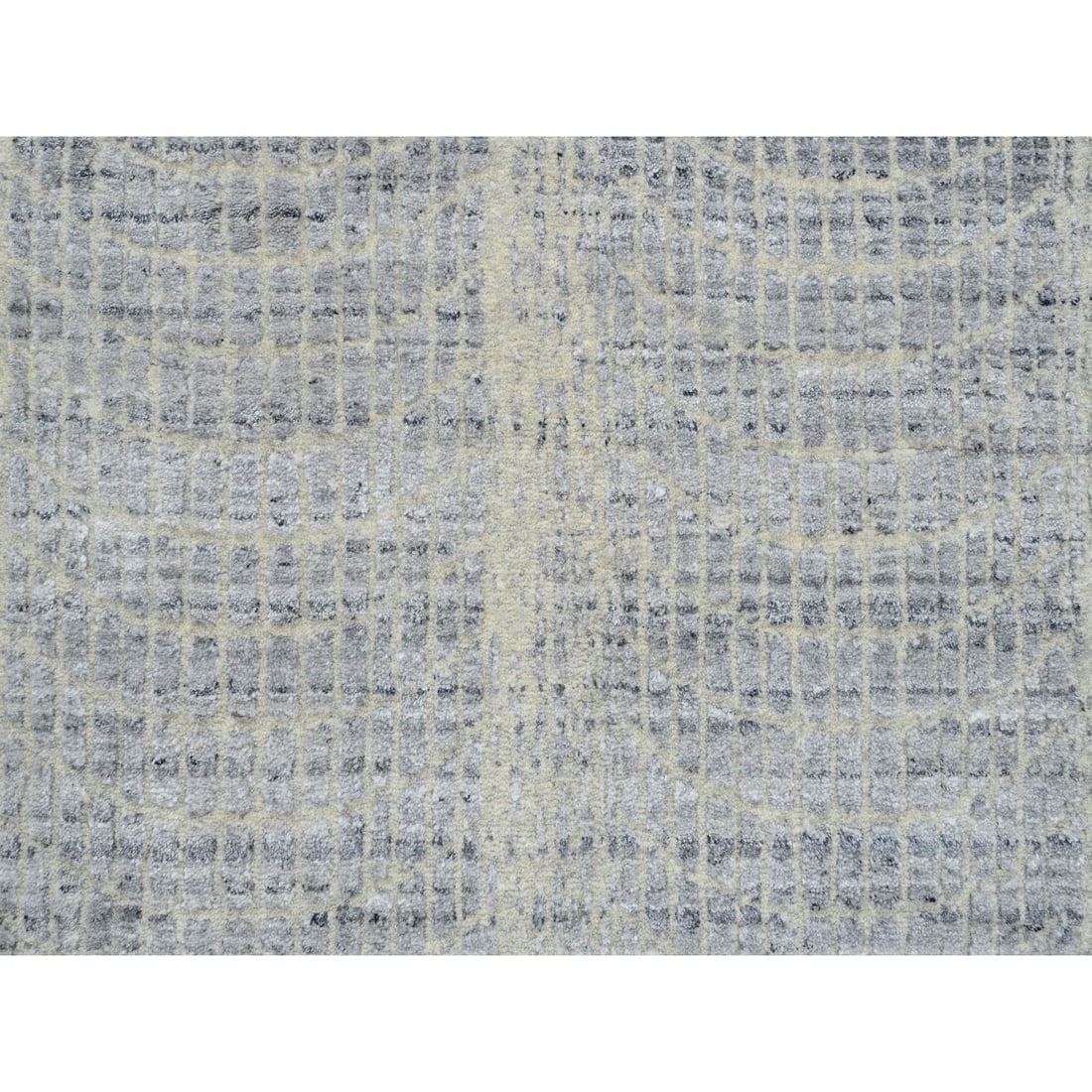 Gray, Jacquard Hand Loomed, Wool And Plant Based Silk, Rug - 5
