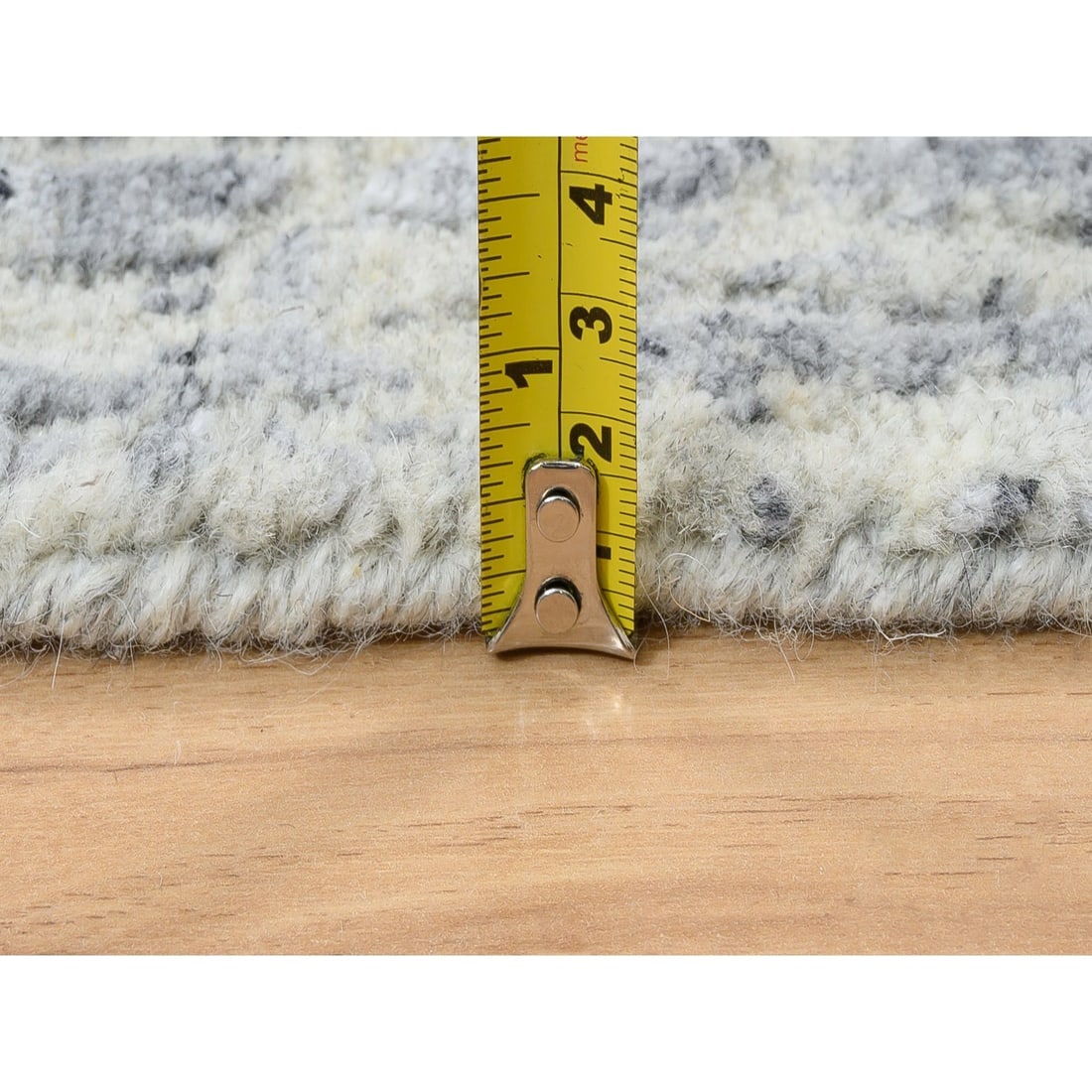 Gray, Jacquard Hand Loomed, Wool And Plant Based Silk, Rug - 7