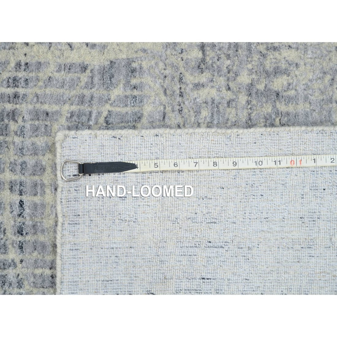 Gray, Jacquard Hand Loomed, Wool And Plant Based Silk, Rug - 8