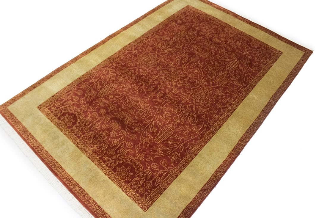 Rusty Red Floral 4X6 Modern Oriental Rug - 10