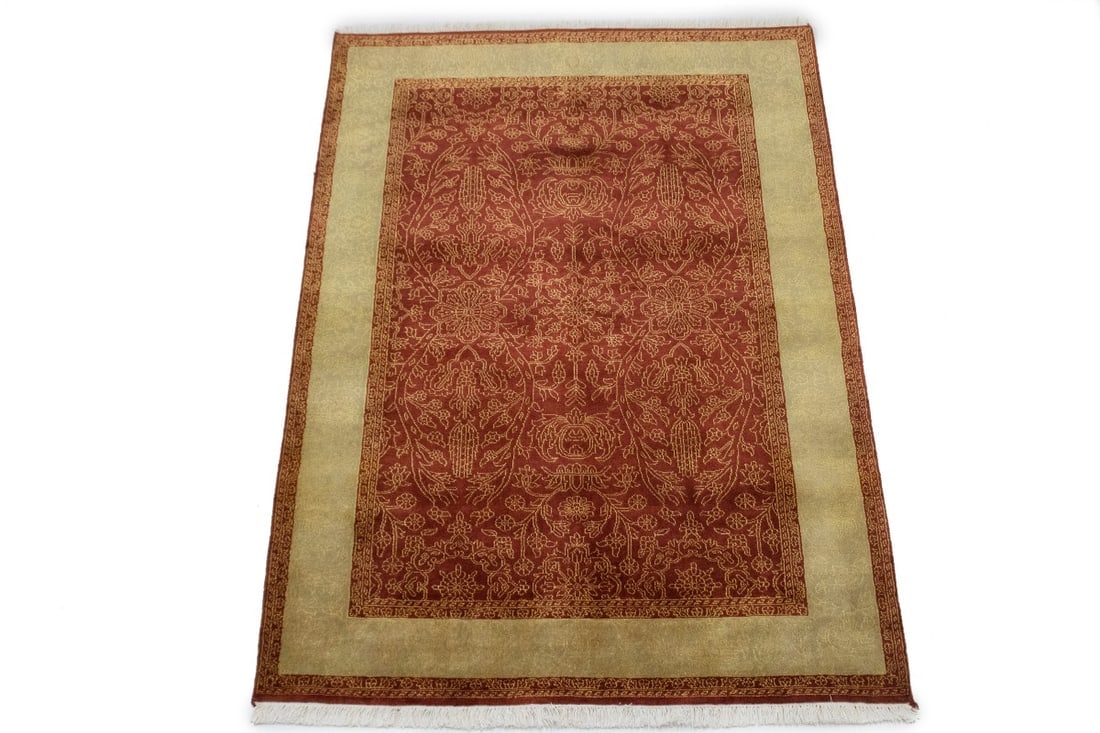 Rusty Red Floral 4X6 Modern Oriental Rug - 3