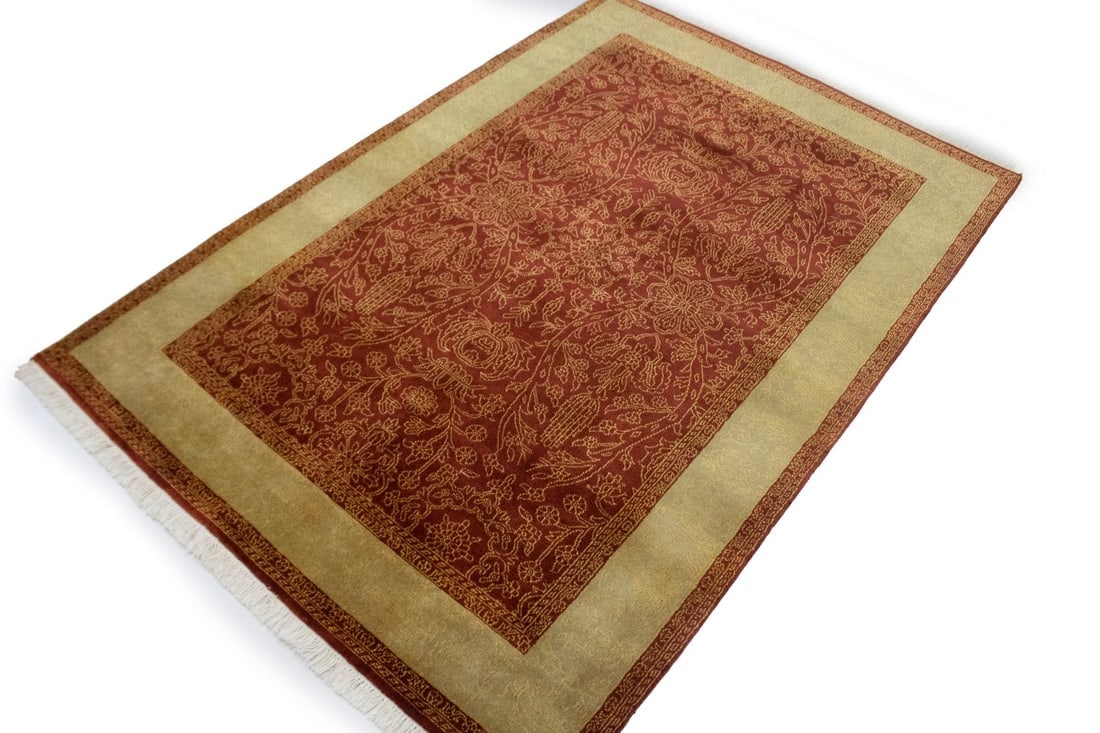 Rusty Red Floral 4X6 Modern Oriental Rug - 5
