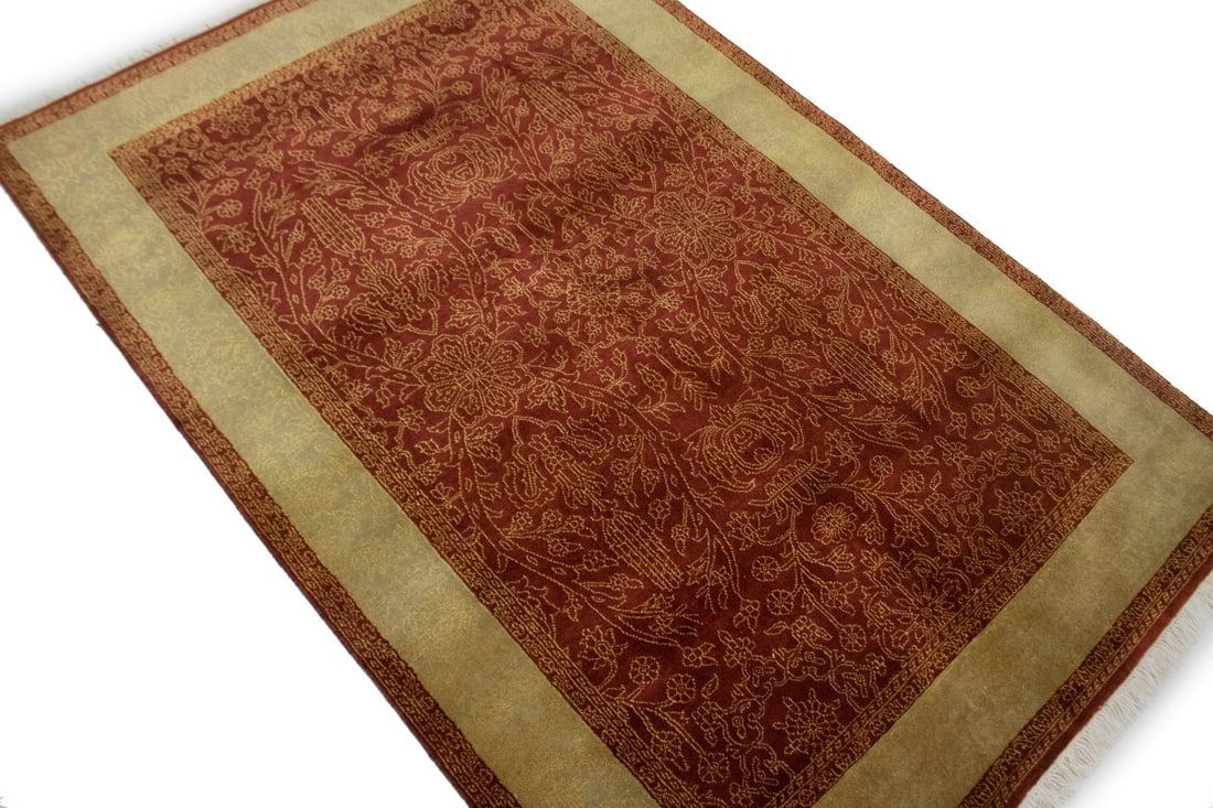 Rusty Red Floral 4X6 Modern Oriental Rug - 6