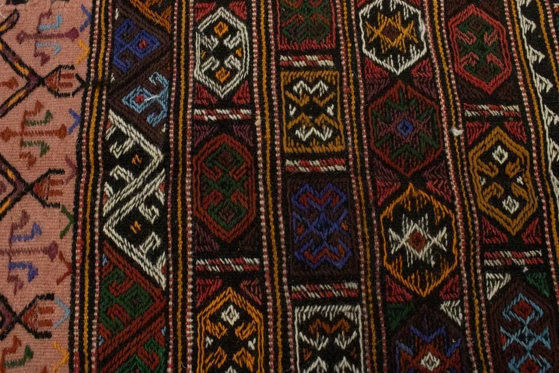 Charcoal Pink Tribal 3X6 Sumak Herati Persian Rug - 10