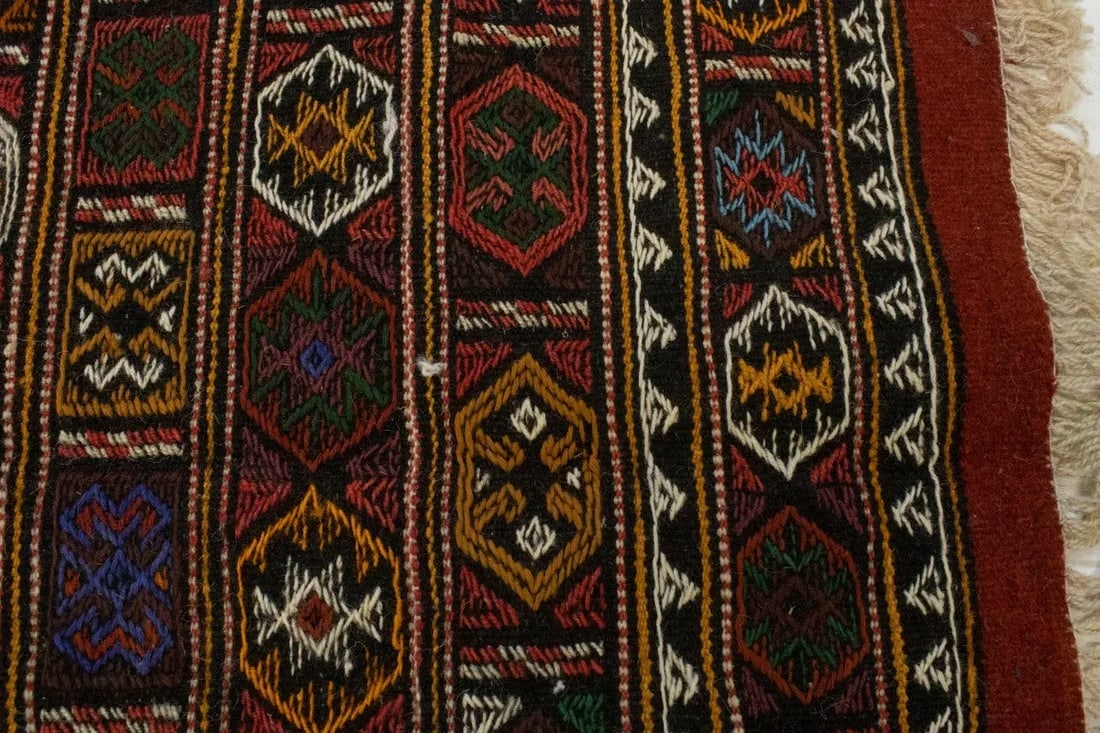 Charcoal Pink Tribal 3X6 Sumak Herati Persian Rug - 12