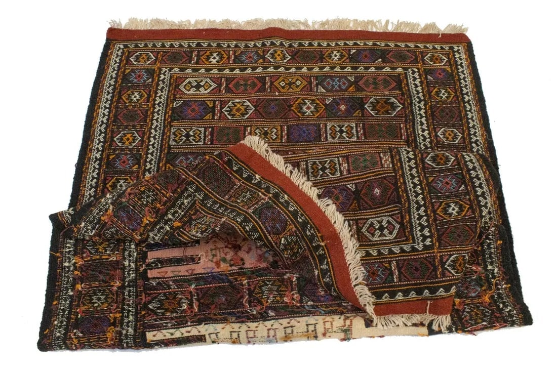 Charcoal Pink Tribal 3X6 Sumak Herati Persian Rug - 17