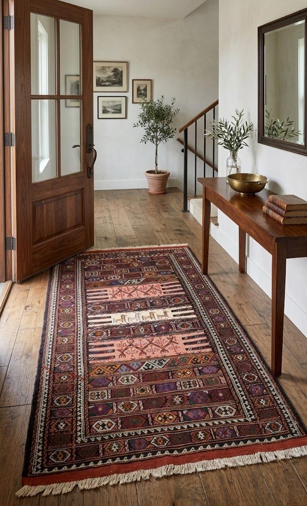 Charcoal Pink Tribal 3X6 Sumak Herati Persian Rug - 2