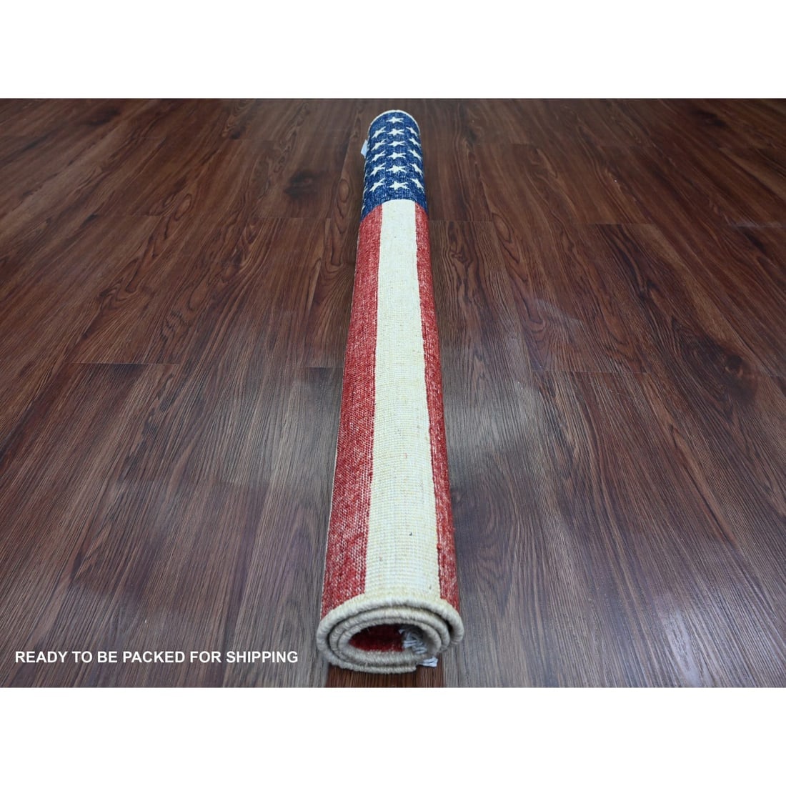 Old Glory Red Wall Hanging American Flag Hand Knotted Soft Wool Rug - 4