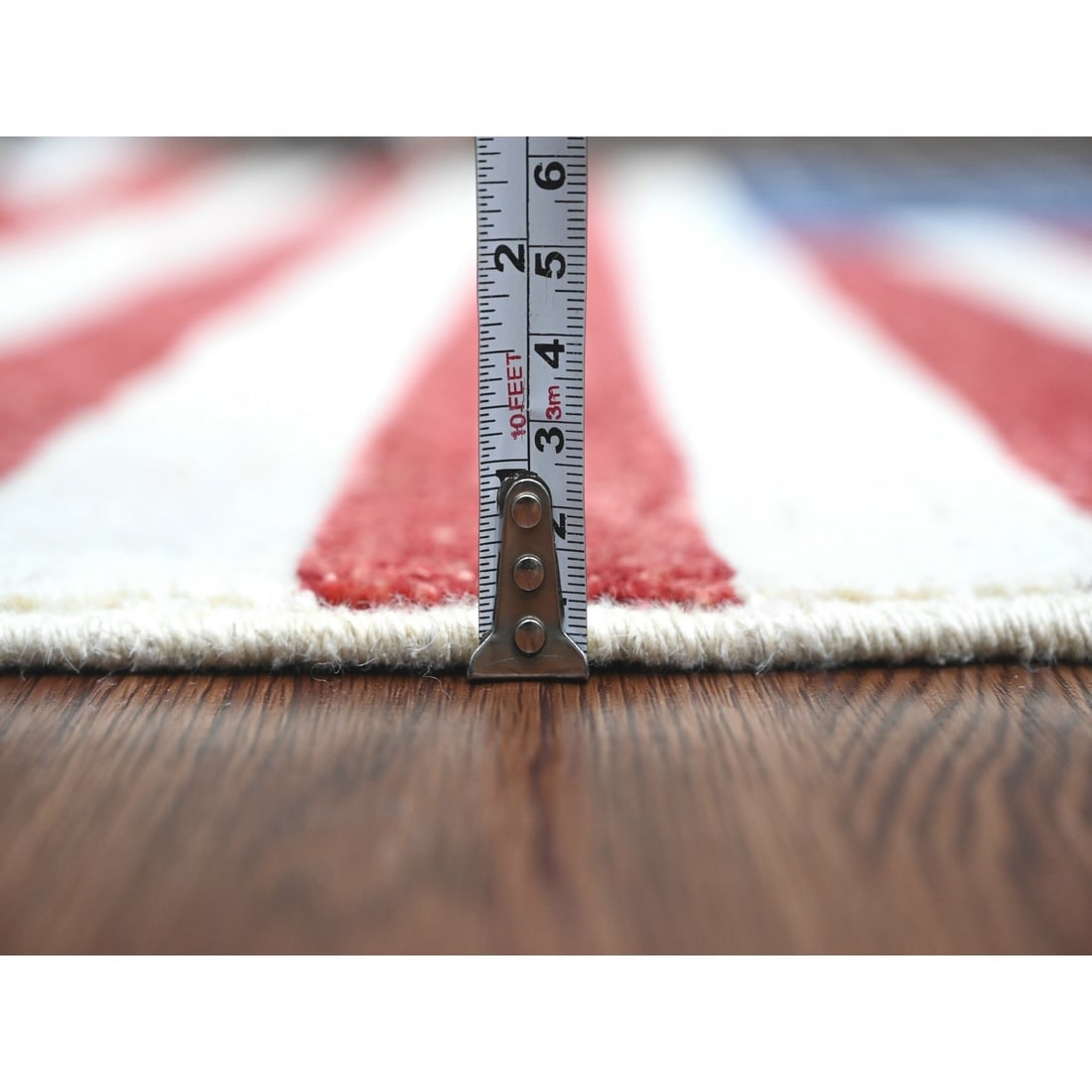 Old Glory Red Wall Hanging American Flag Hand Knotted Soft Wool Rug - 5