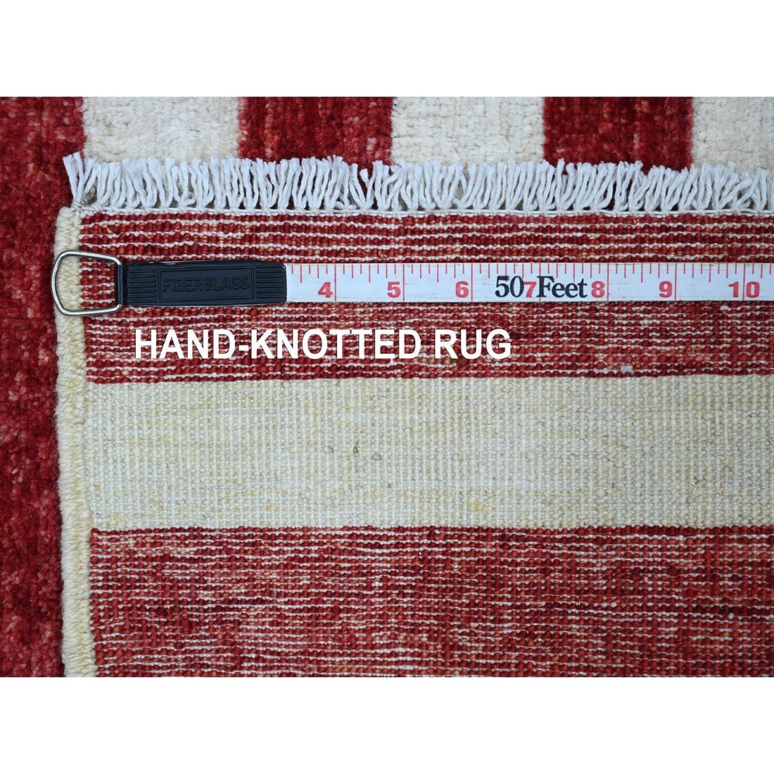 Old Glory Red Wall Hanging American Flag Hand Knotted Soft Wool Rug - 6