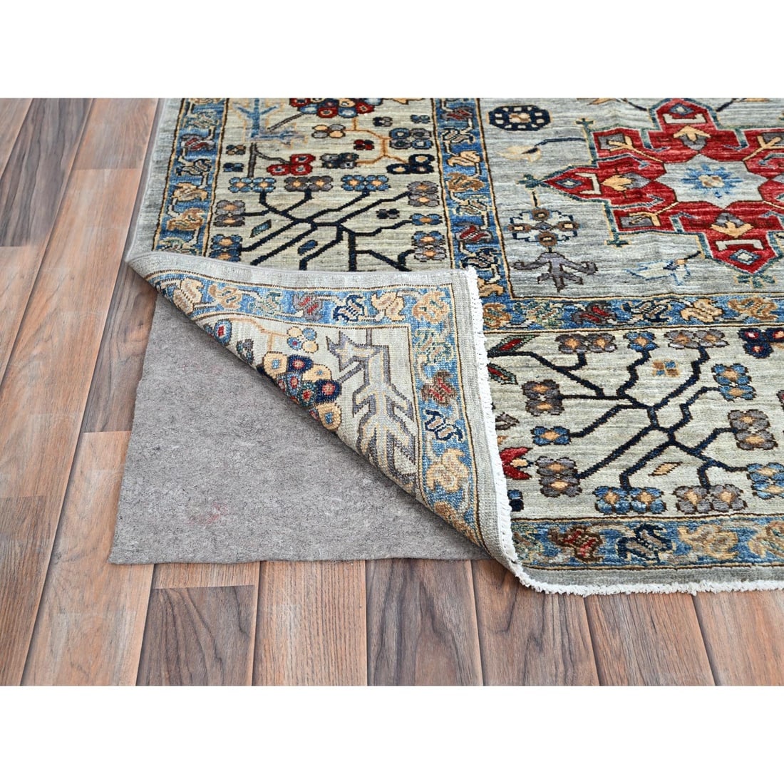 Gray Super Wool Kazak Medallions Pattern Hand Knotted Oriental Rug - 4