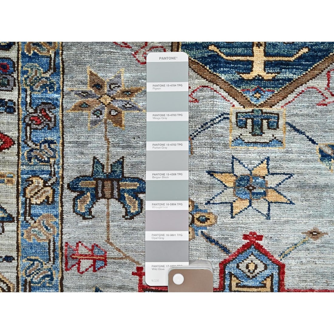 Gray Super Wool Kazak Medallions Pattern Hand Knotted Oriental Rug - 7